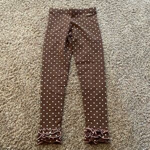 Brown polkadot leggings by Matilda, Jane